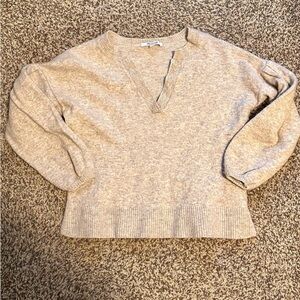 Madewell Cropped XS Sweater Wool blend Pullover v-neck oatmeal color